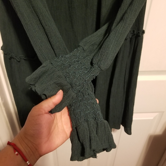 Anthropologie Moon River Smocking Tiered Woven Mini Dress Green Size Small - Picture 3 of 8